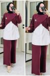 Sude broşlu üçlü takım  Bordo
