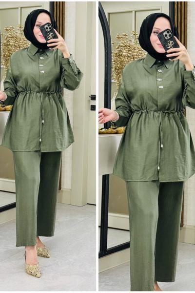 Sena önü taşlı takım Haki