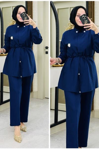Zülal broşlu takım Lacivert