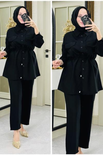 Sude ışıltı takım Siyah