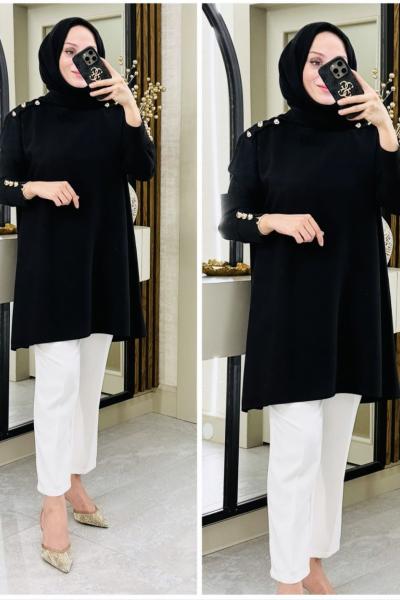 Burçe ipek tunik Siyah