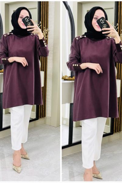 Burçe ipek tunik Mürdüm