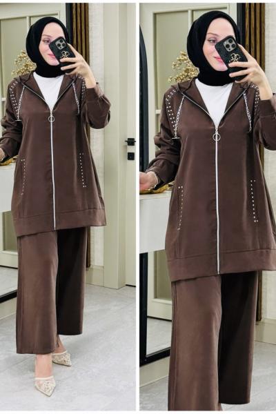 Minel droplu takım Kahverengi