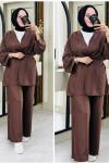 Eylül kimonolu takım Kahverengi