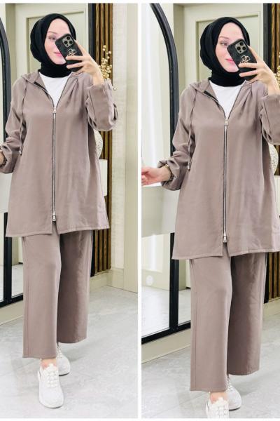 Neva modal kumaş takım Vizon