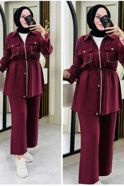 Merve modal takım Bordo