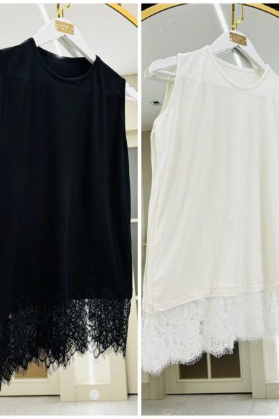 Siyah dantelli içlik Beyaz