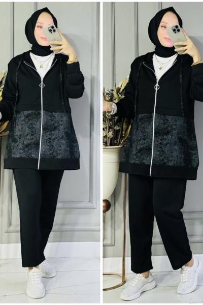 SERRA KAPŞONLU İKİLİ TAKIM Siyah