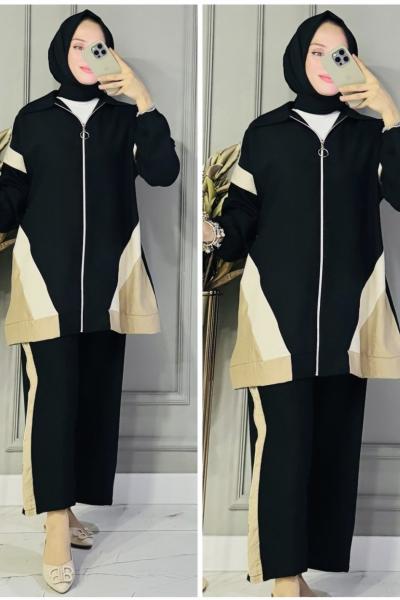 Ahsen fermuarlı ikili takım Siyah