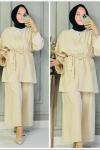 Cansu kimonolu takım Krem