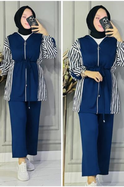 Berra çizgili oysho takım Lacivert