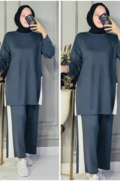 Mısra yanları düğmeli takım Antrasit