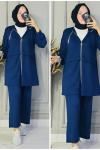 Leyla zincirli kapşonlu oysho takım Lacivert