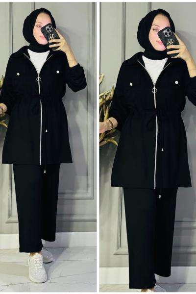 Sare fermuarlı bağlamalı oysho takım Siyah