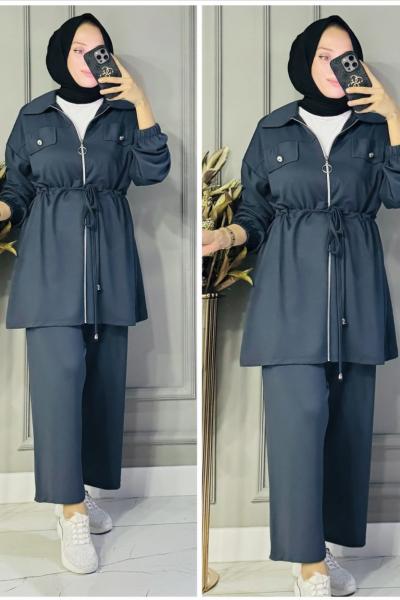 Sare fermuarlı bağlamalı oysho takım Antrasit