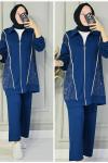 Yağmur taşlı fermuarlı oysho takım Lacivert