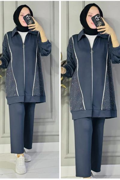 Yağmur taşlı fermuarlı oysho takım Antrasit