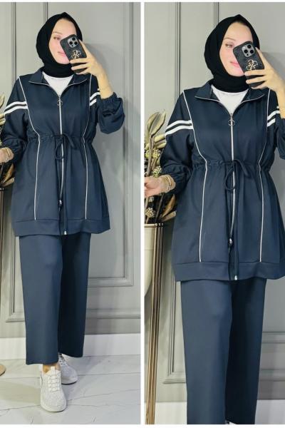 Eftal bağcıklı fermuarlı oysho takım Antrasit