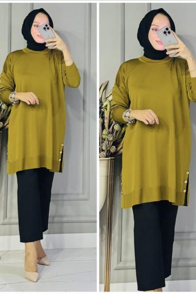 Cemre triko tunik Yağ Yeşili