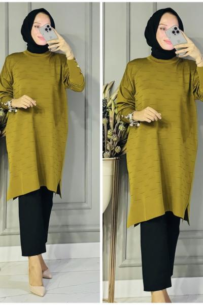 Gizem triko tunik Yağ Yeşili