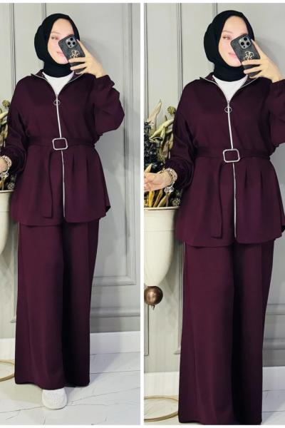 Beste kemerli oysho takım Bordo