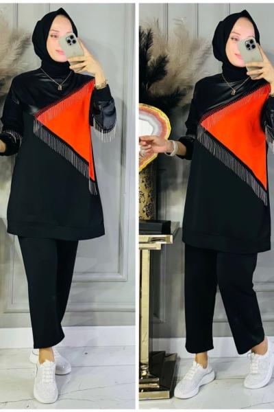 Asu zincir detaylı takım Turuncu