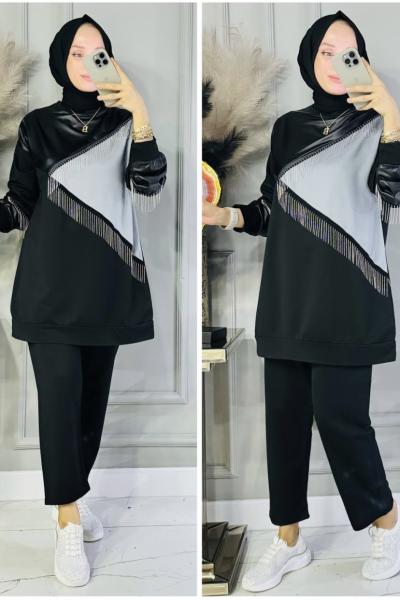 Asu zincir detaylı takım Gri