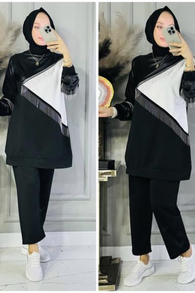 Asu zincir detaylı takım Ekru