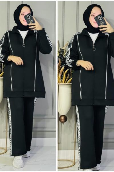 Ayla leoparlı scuba takım Siyah