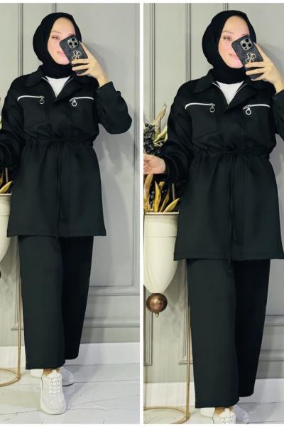 Sevda cepleri fermuarlı scuba takım Siyah