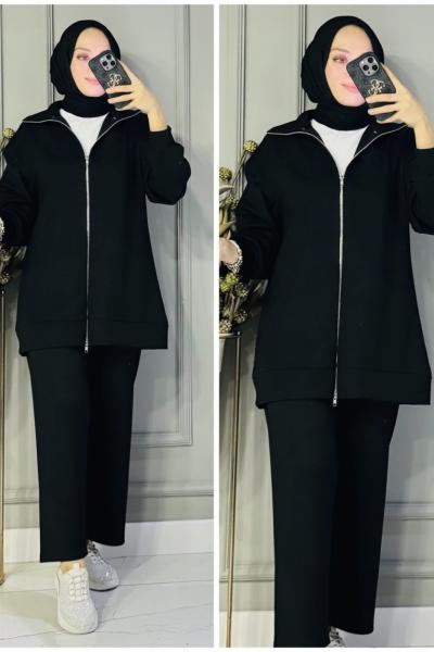 Elif fermuarlı oysho takım Siyah