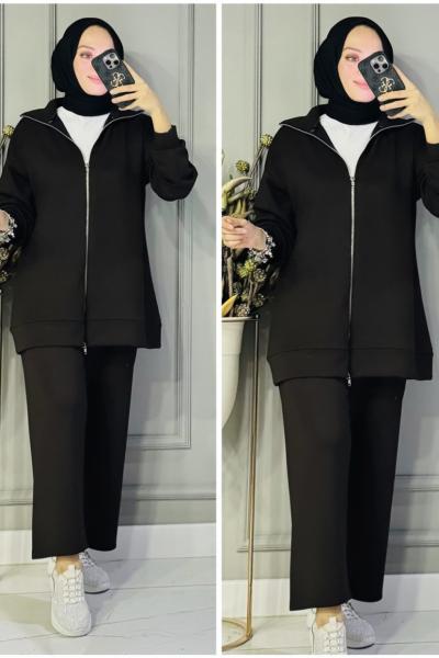 Elif fermuarlı oysho takım Acı Kahve