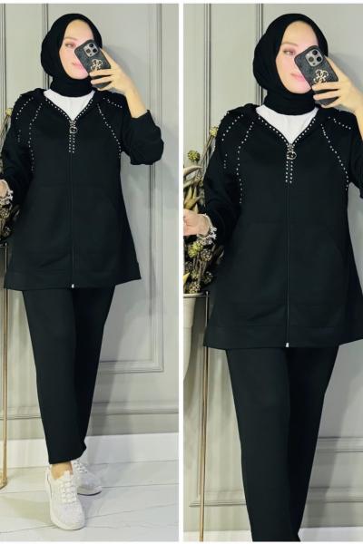 Merve droplu takım Siyah