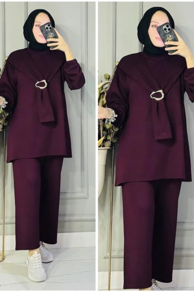 Sevil metal tokalı oysho takım Mürdüm