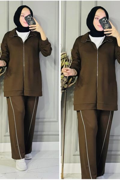 Asya çizgili oysho takım Kahverengi