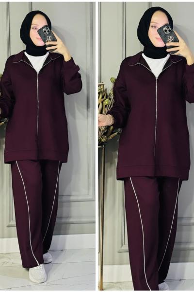 Asya çizgili oysho takım Mürdüm