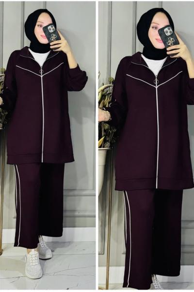 Sedef çizgili oysho takım Bordo