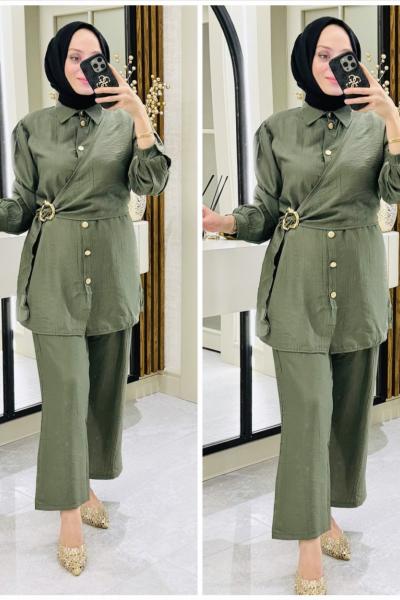 Hilay çilek kumaş takım Haki