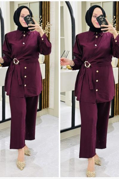 Hilay çilek kumaş takım Bordo