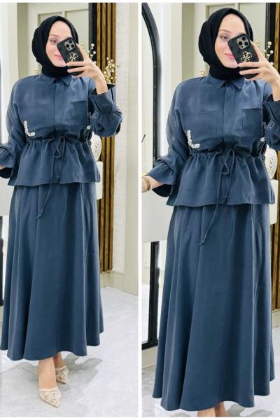 Ahu cepleri taşlı takım Antrasit