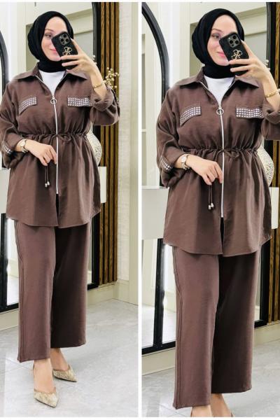 Gülfem takım Kahverengi