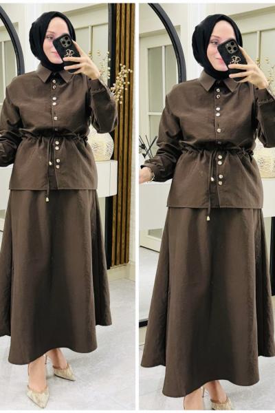 Sezen etekli takım Kahverengi