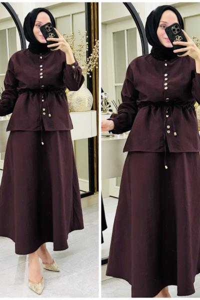 Sezen etekli takım Bordo