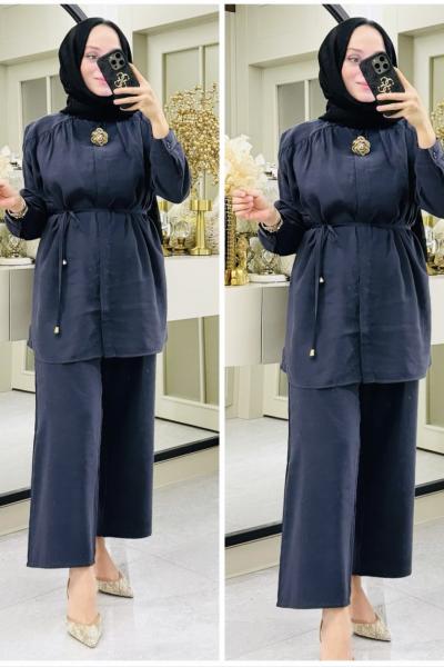 Asya broşlu takım Antrasit