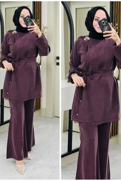 Cahide ipek takım Bordo