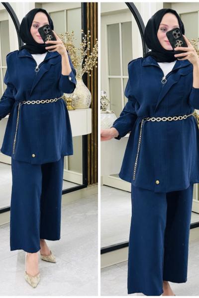 Duru ipek qupra takım Lacivert