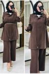 Duru ipek qupra takım Kahverengi