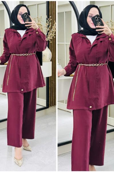 Duru ipek qupra takım Bordo