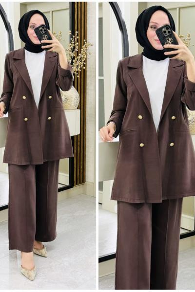 Efsun ipek qupra takım Kahverengi