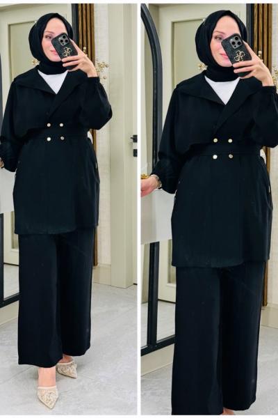Nazende ipek Kupra takım Siyah